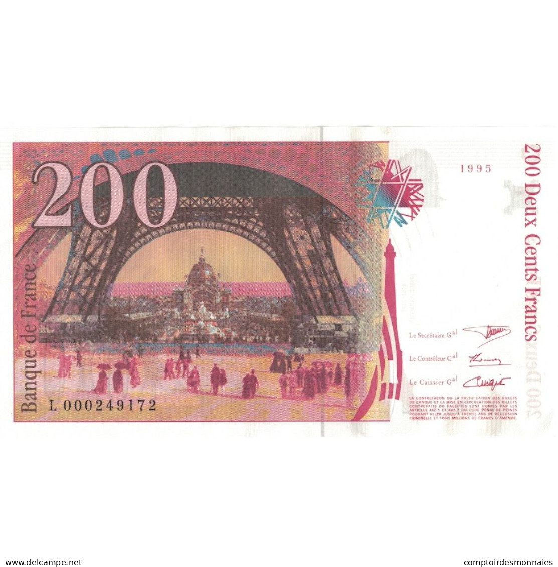 France, 200 Francs, Eiffel, 1995, L.000249172, SPL, Fayette:75.1, KM:159a - 200 F 1995-1999 ''Eiffel''