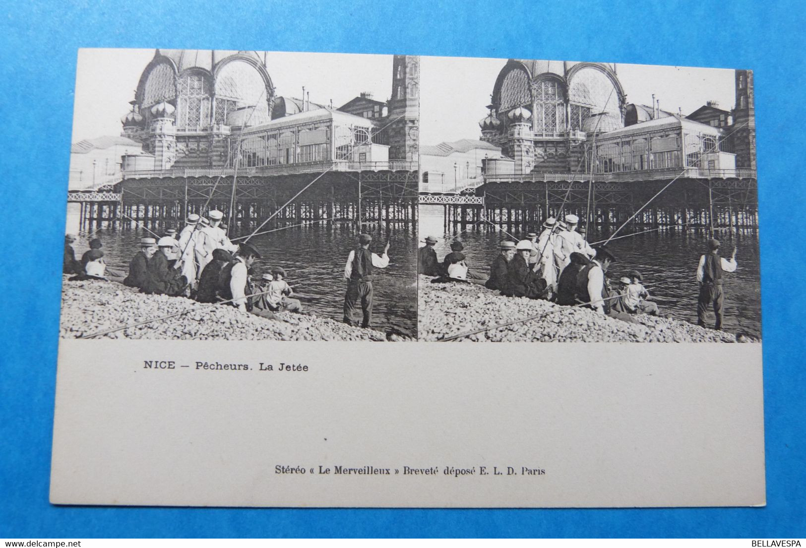 NICE -3 X Cpa Carte Stereoscope Stereoscopique. Stereo Scoop Kaart-Le Port- Pêcheurs La Jetée-Marche D'Eté - Stereoscopische Kaarten