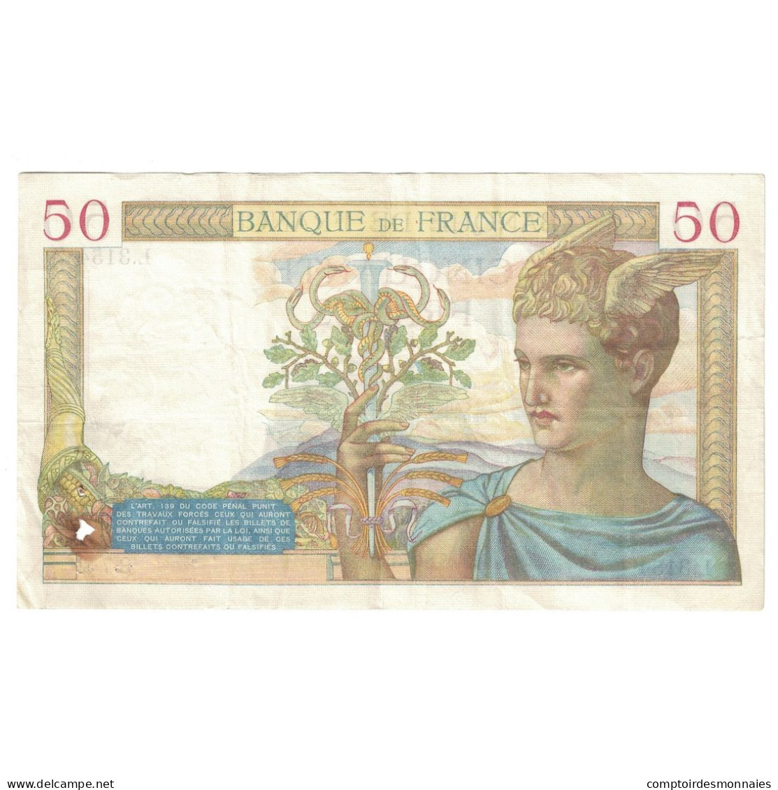 France, 50 Francs, Cérès, 1935, L.3154, TTB+, Fayette:17.18, KM:81 - 50 F 1934-1940 ''Cérès''