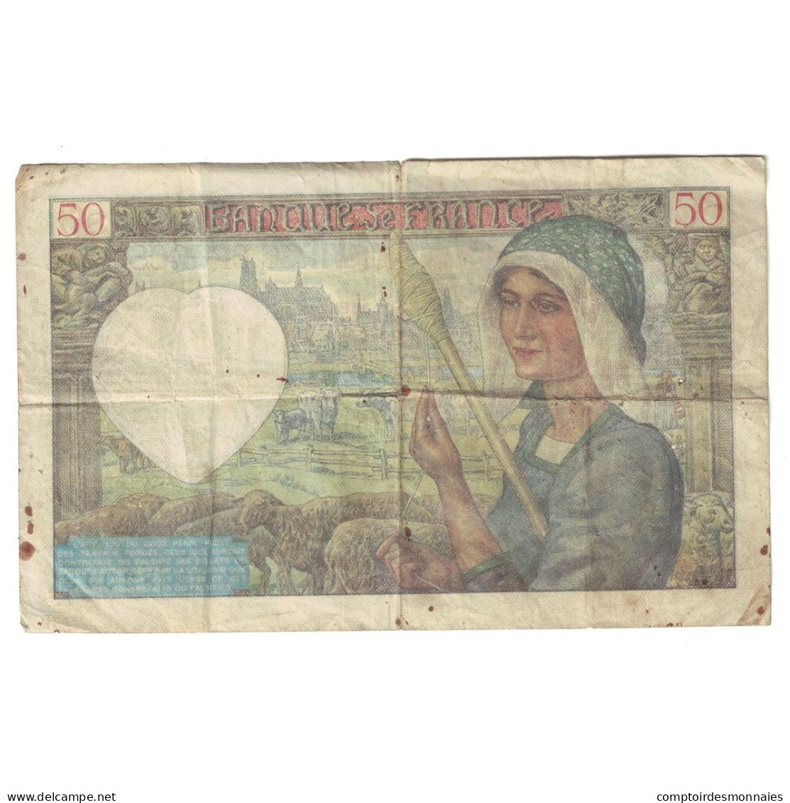 France, 50 Francs, Jacques Coeur, 1941, Z.41, TB, Fayette:19.06, KM:93 - 50 F 1940-1942 ''Jacques Coeur''