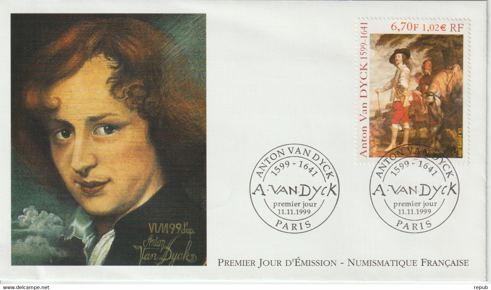 France FDC 1999 Tableau Van Dyck 3289 - 1990-1999