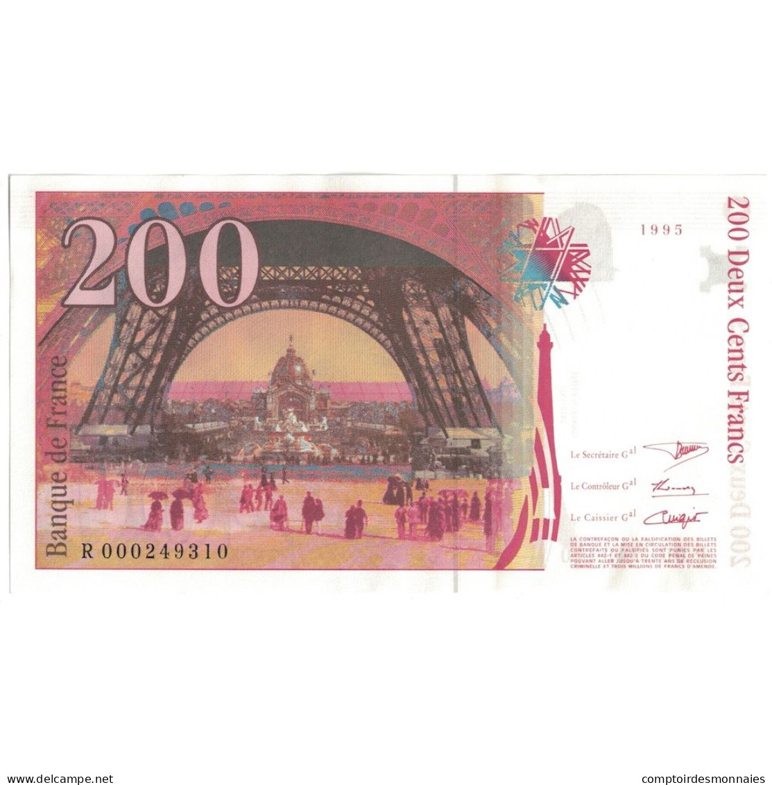 France, 200 Francs, Eiffel, 1995, R.000249310, SPL+, Fayette:75.1, KM:159a - 200 F 1995-1999 ''Eiffel''