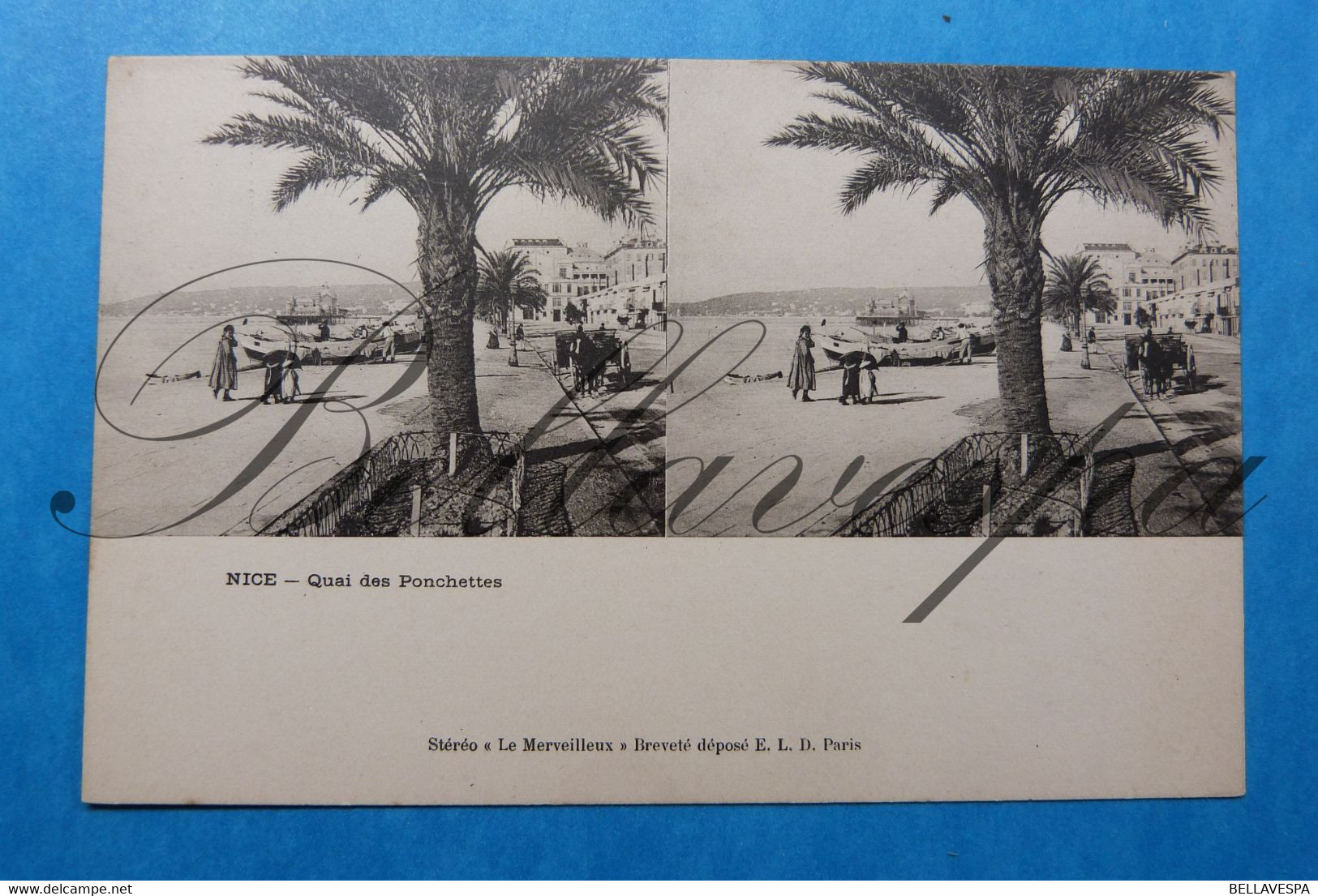 Nice  2 X Cpa Carte Stereoscope Stereoscopique. Stereo Scoop Kaart-édit.E.Le Deley.Qua Ponchettes  Monument Centenaire - Cartes Stéréoscopiques