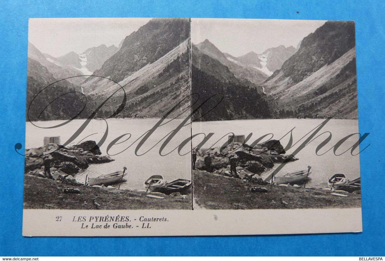 Cauterets 2 X Cpa Carte Stereoscope Stereoscopique. Stereo Scoop Kaart-édit.L.L. Lac Gaube & Eaux Bonnes - Stereoskopie