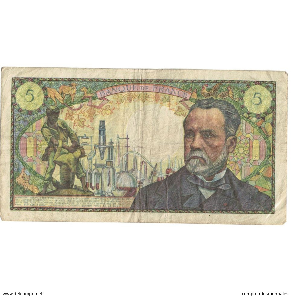 France, 5 Francs, Pasteur, 1966, E.28, TB+, Fayette:61.3, KM:146a - 5 F 1966-1970 ''Pasteur''