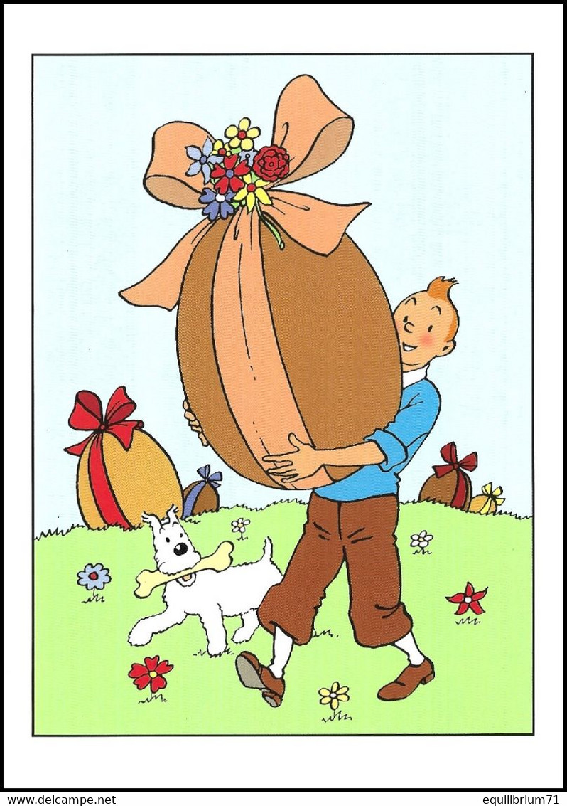 Double Carte Pliante/Dubbele Vouwkaart** - Kuifje/Tintin - Carte De Pâques Double / Dubbel Briefkaarten Voor Pasen - Philabédés