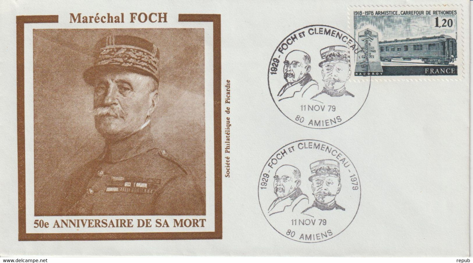 France 1979 Foch Et Clemenceau Amiens - Gedenkstempel