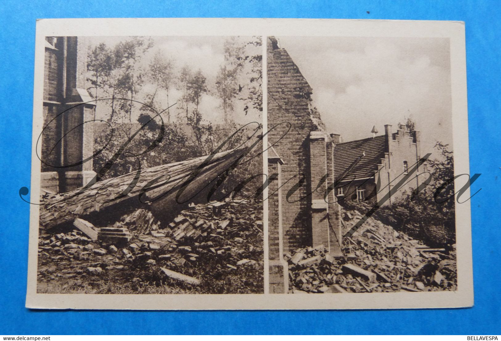 Balgerhoeke Bij Eeklo Kerk & Pastorie Pastorij -Puinen 1940 (-1945)Guerre Mondiale WOII-lot X 4 Cpa - Eeklo