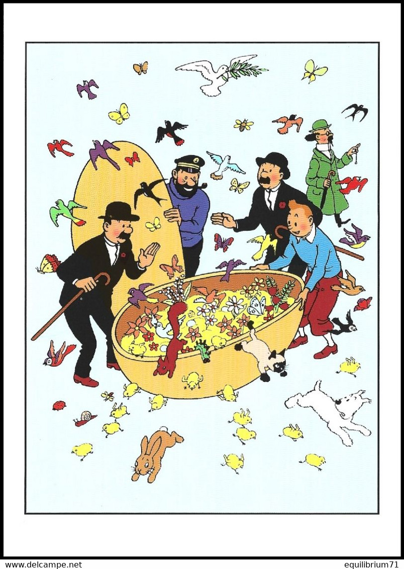 Double Carte Pliante/Dubbele Vouwkaart** - Kuifje/Tintin - Carte De Pâques Double / Dubbel Briefkaarten Voor Pasen - Philabédés