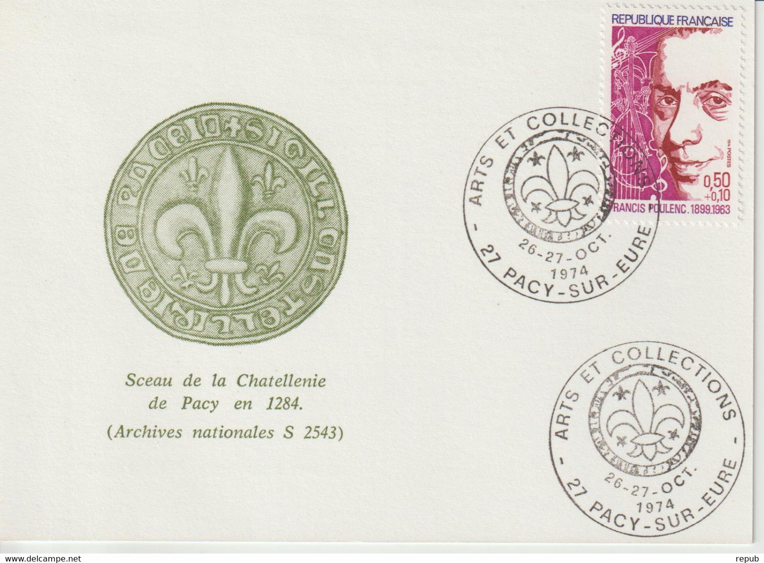 France 1974 Arts Et Collections Sceau Pacy Sur Eure (27) - Bolli Commemorativi