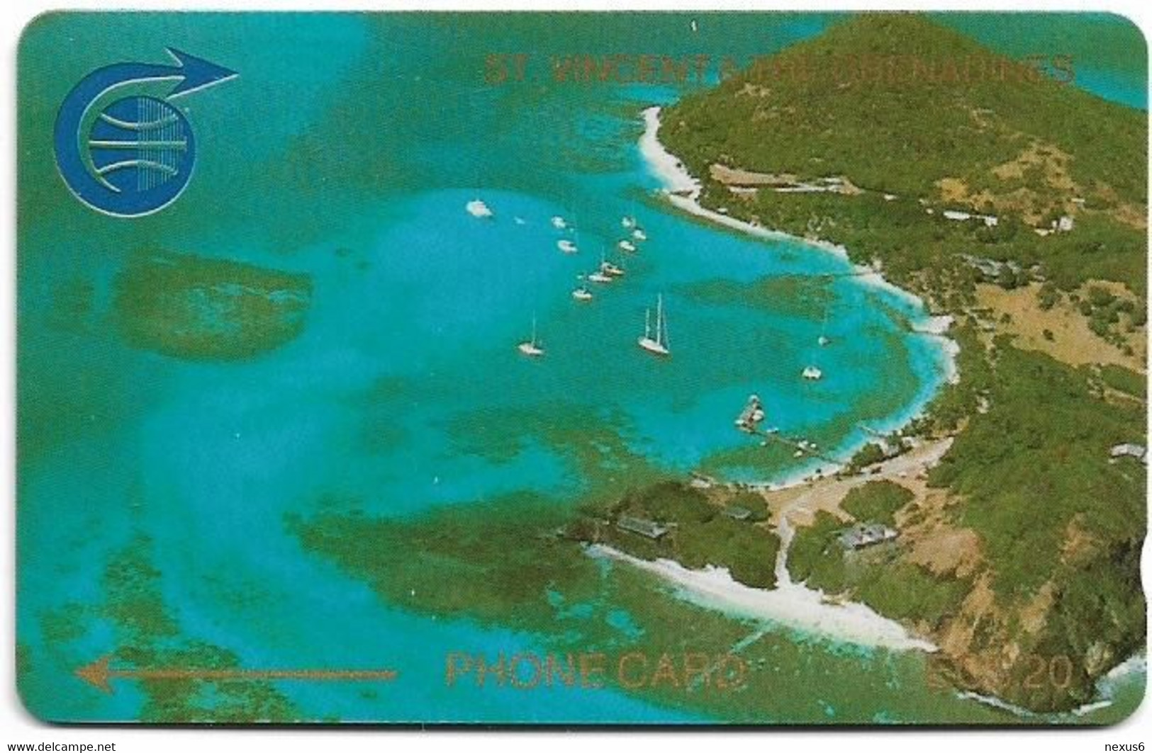 St. Vincent - C&W (GPT) - Admiralty Bay, Shallow Notch - 2CSVC - 1990, 20$, 3.500ex, Used - San Vicente Y Las Granadinas