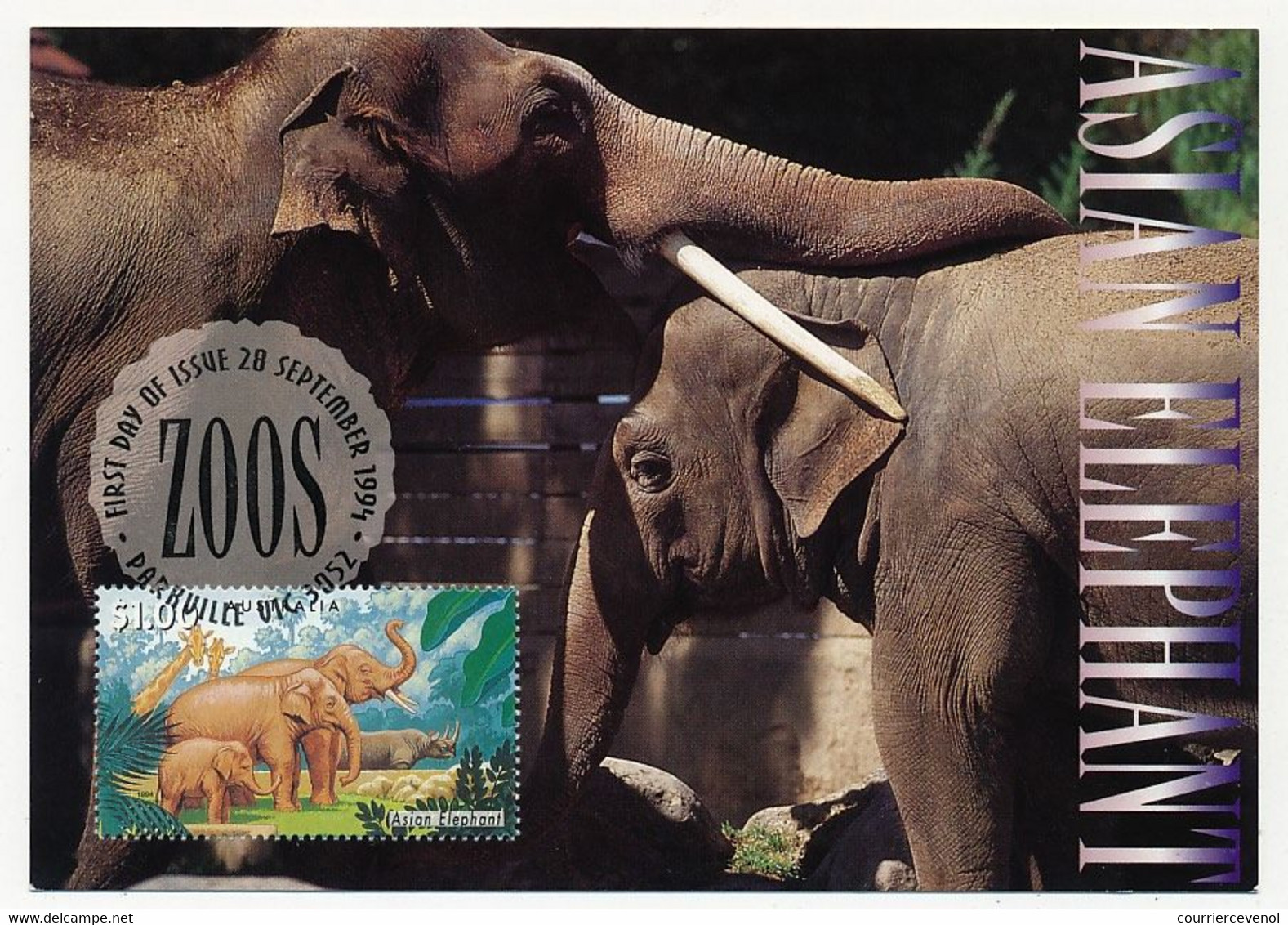 AUSTRALIE - 5 Cartes Maxi. Espèces Des Zoos Australiens - 20 Sept 1994 - Parkville - Cartas Máxima