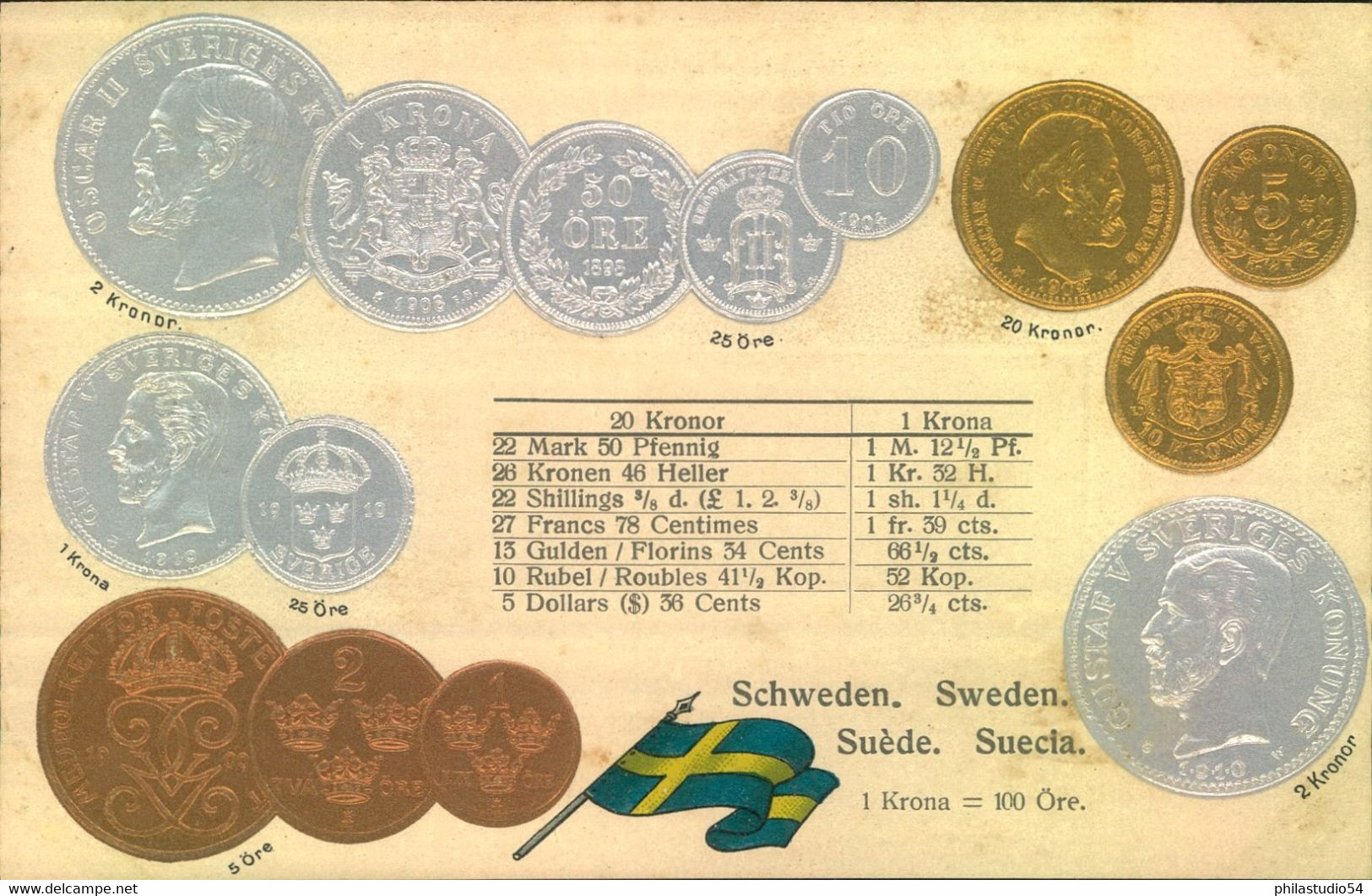 MÜNZEN DER WELT- COINS OF THE WORLD - Prägekarte/ Embossed - SCHWEDEN - Krona - Monnaies (représentations)