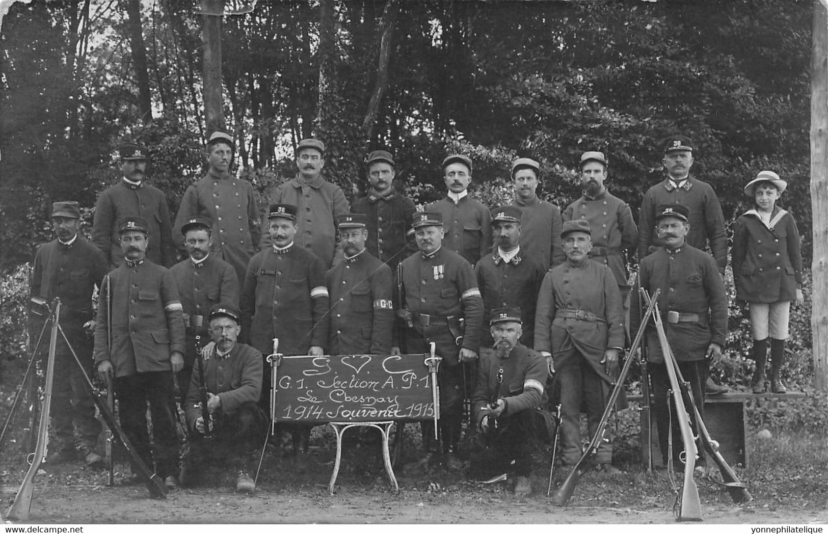 78 - YVELINES - LE CHESNAY - Carte Photo Souvenir Militaires, G1 Section A.P1 1914-1915 - Superbe - 10585 - Le Chesnay