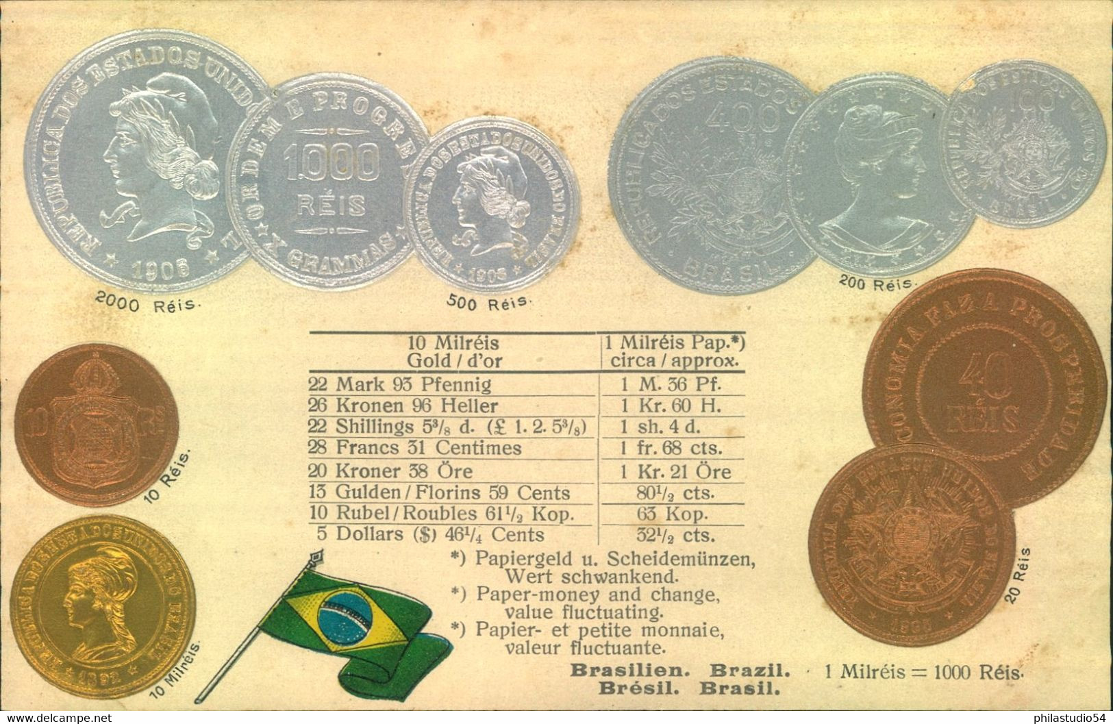 MÜNZEN DER WELT- COINS OF THE WORLD - Prägekarte/ Embossed - BRASILIEN - Munten (afbeeldingen)