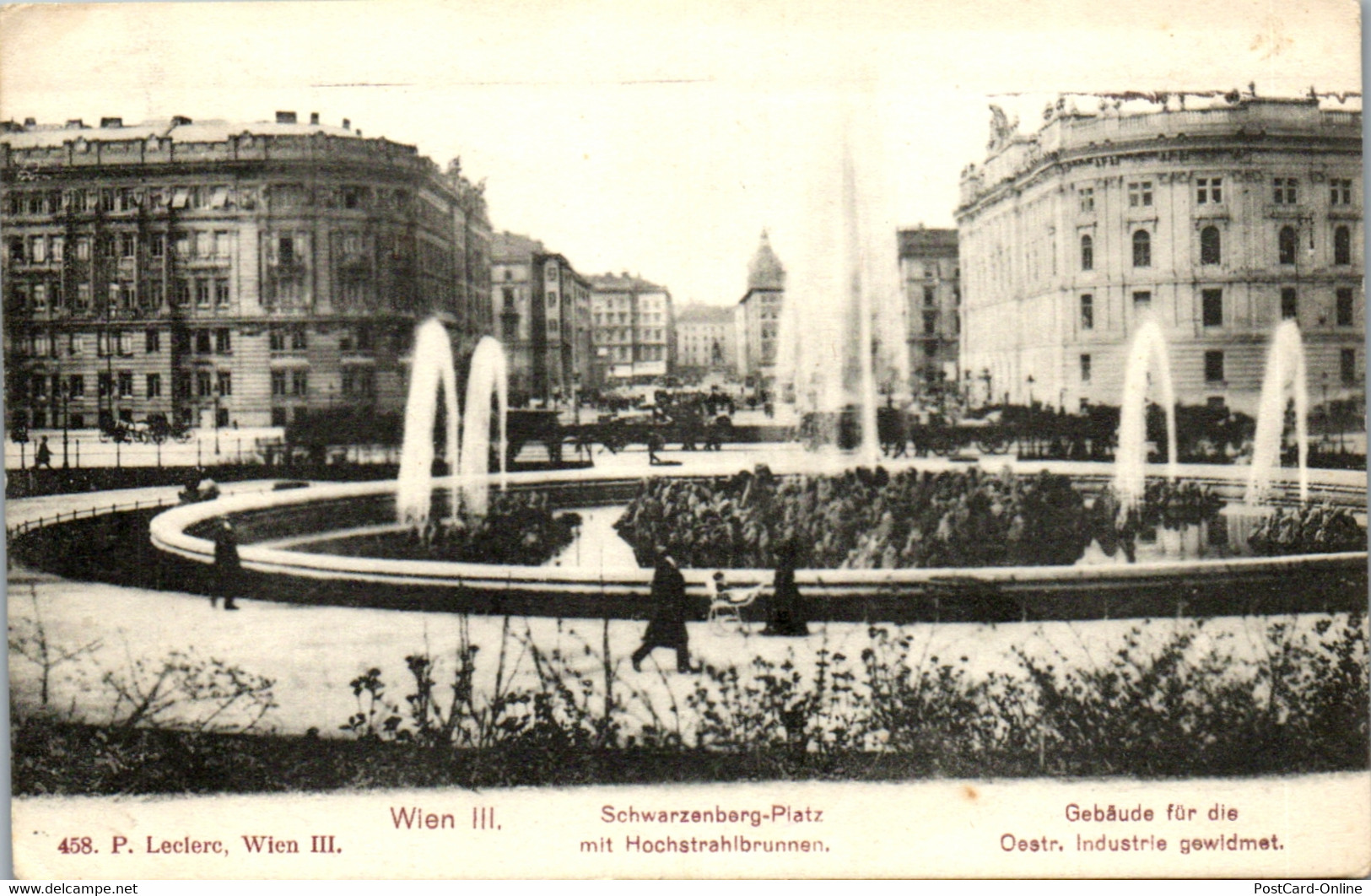 36250 - Wien - Wien III , Schwarzenberg Platz Mit Hochstrahlbrunnen , Gebäude Für Die Öster. Industrie Gewidmet - Gelauf - Wien Mitte