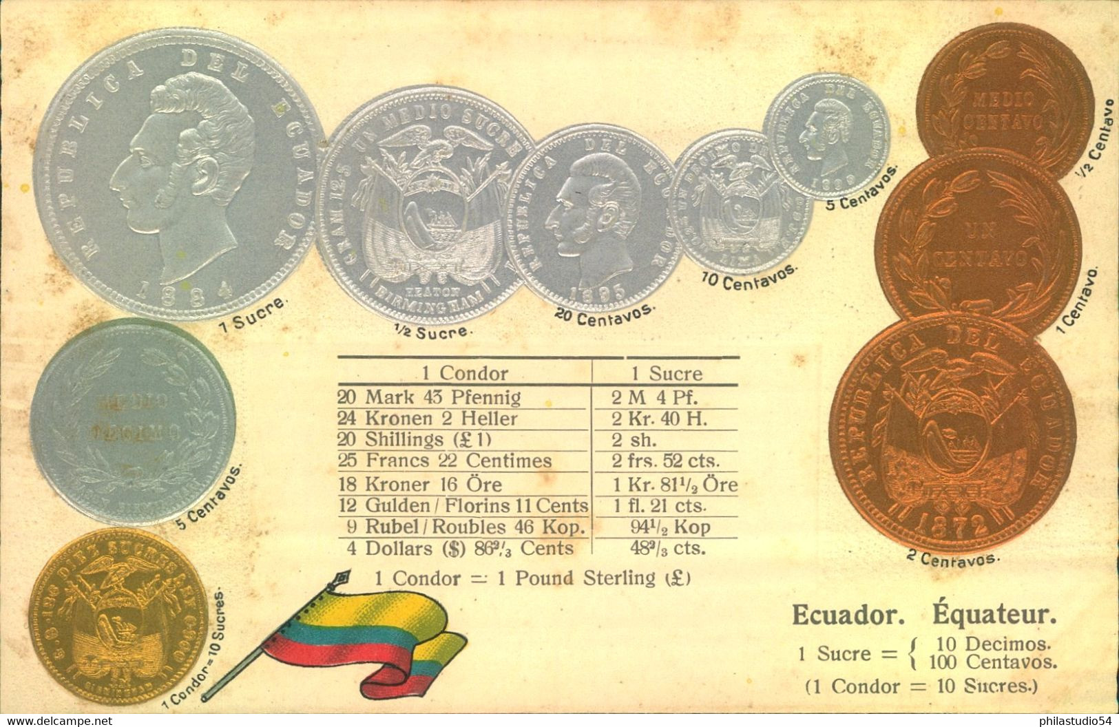 MÜNZEN DER WELT- COINS OF THE WORLD - Prägekarte/ Embossed - ECUADOR - Condor - Monnaies (représentations)