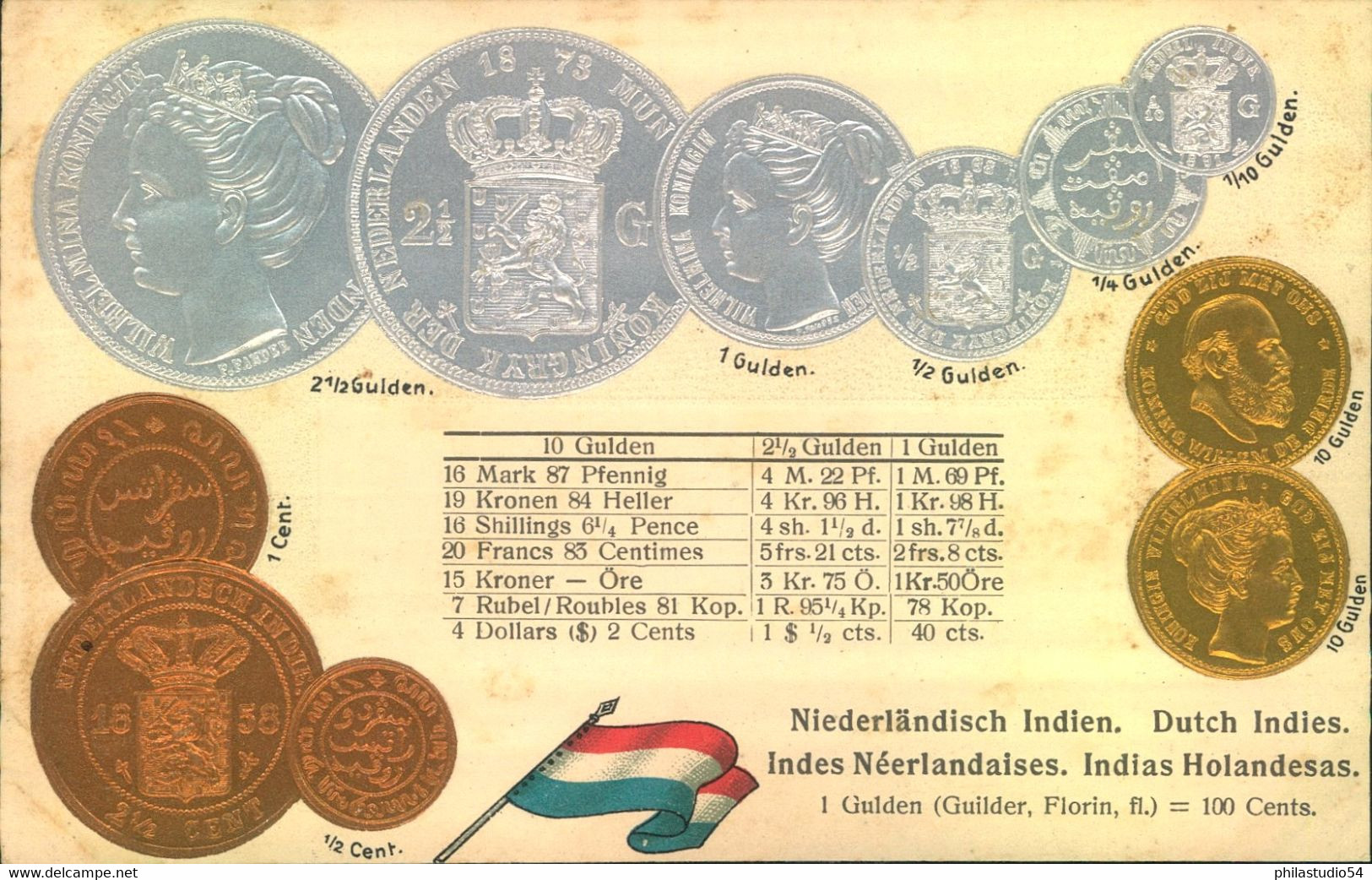 MÜNZEN DER WELT- COINS OF THE WORLD - Prägekarte/ Embossed - NIEDERLÄNDISCH INDIEN - Gulden - Coins (pictures)