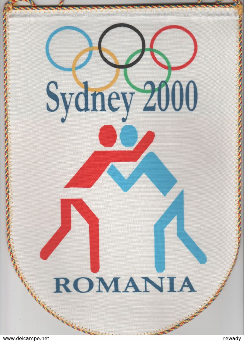 Romania - Federatia Romana De Lupte / Fanion / Penant Sydney 2000 (large Format) - Apparel, Souvenirs & Other