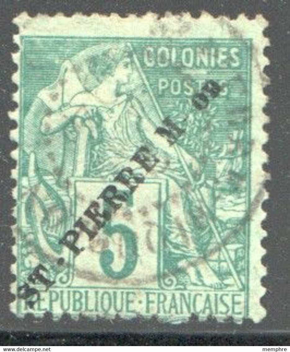 SPM Alphée Dubois Surchargé En Noir 5 Cent.  Yv 21 - Usados