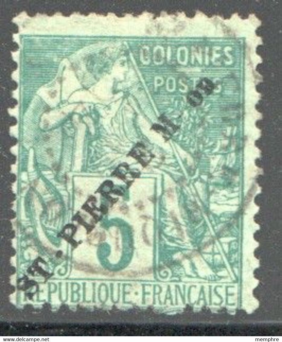 SPM Alphée Dubois Surchargé En Noir 5 Cent.  Yv 21 - Used Stamps