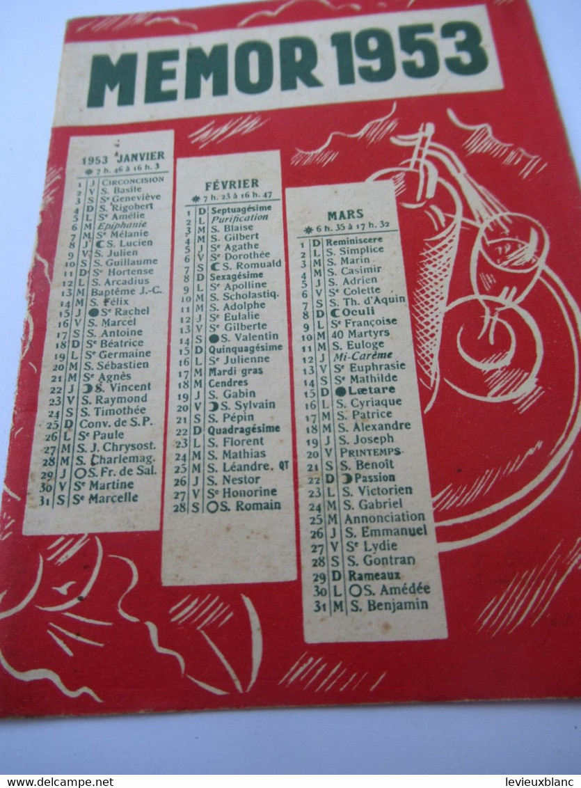 Petit Calendrier Publicitaire Ancien à 2 Volets / CAMPARI MEMOR1953                           OEN28 - Autres & Non Classés