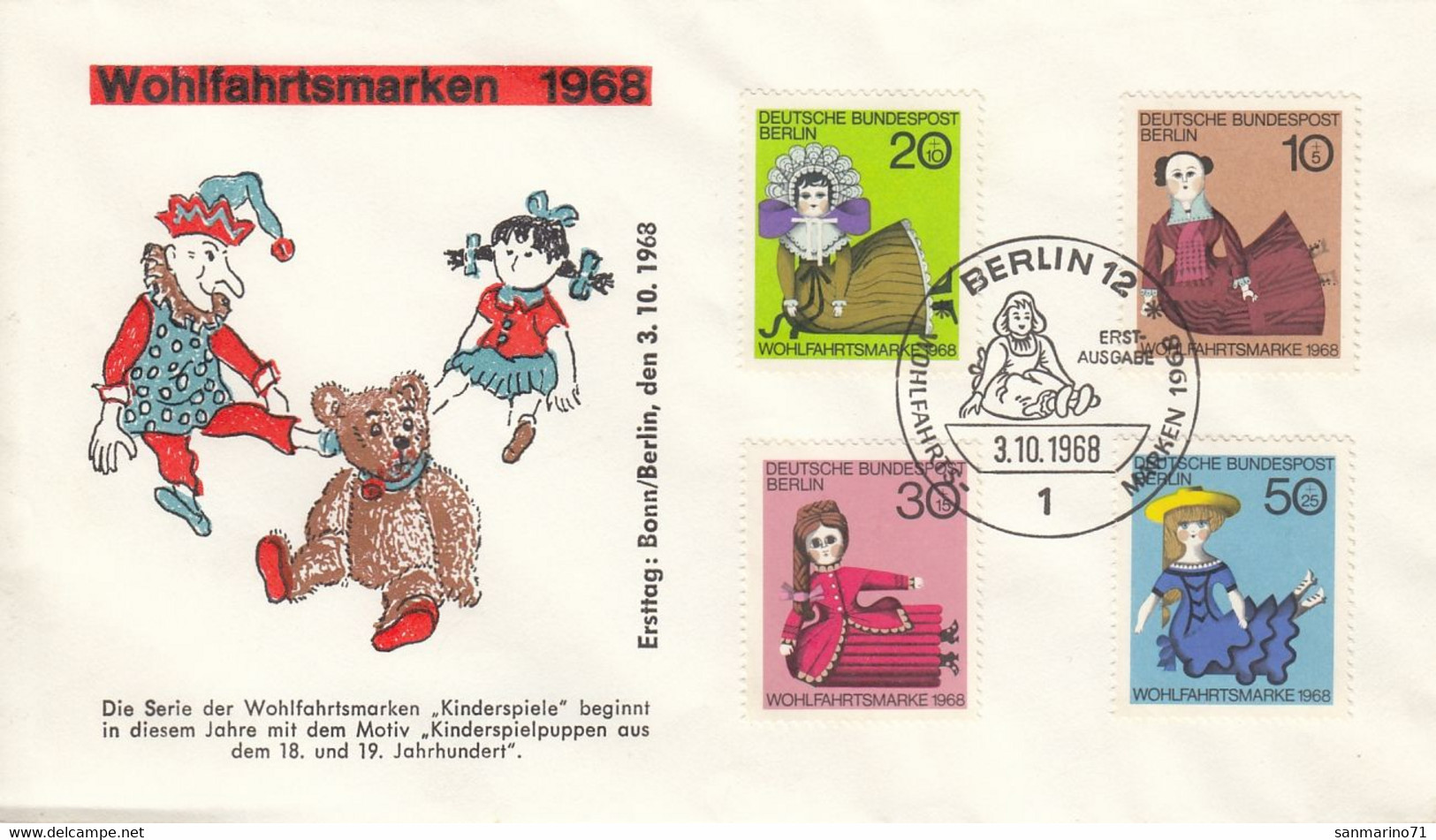 FDC GERMANY Berlin 322-325 - Puppen