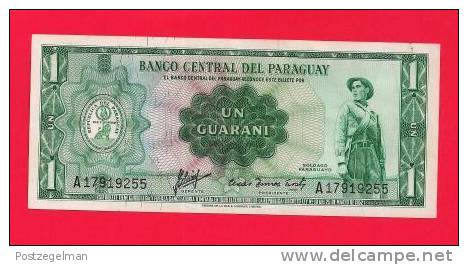 PARAGUAY 1952, Banknote, Used VF,  1 Guarani  (special Overprint On Back) KM 101, - Paraguay