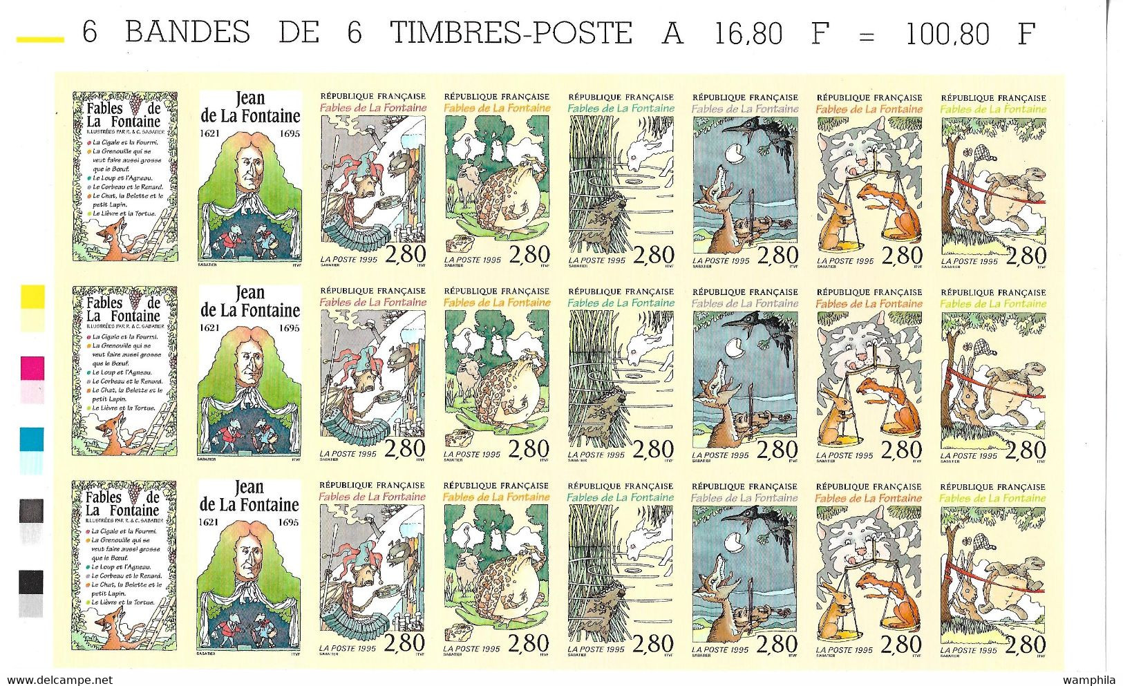 France 1995. 3 Bandes De Carnet N°B2964 Non Dentelés. Les Fables De Jean De La Fontaine. Cote 510€ - 1991-2000