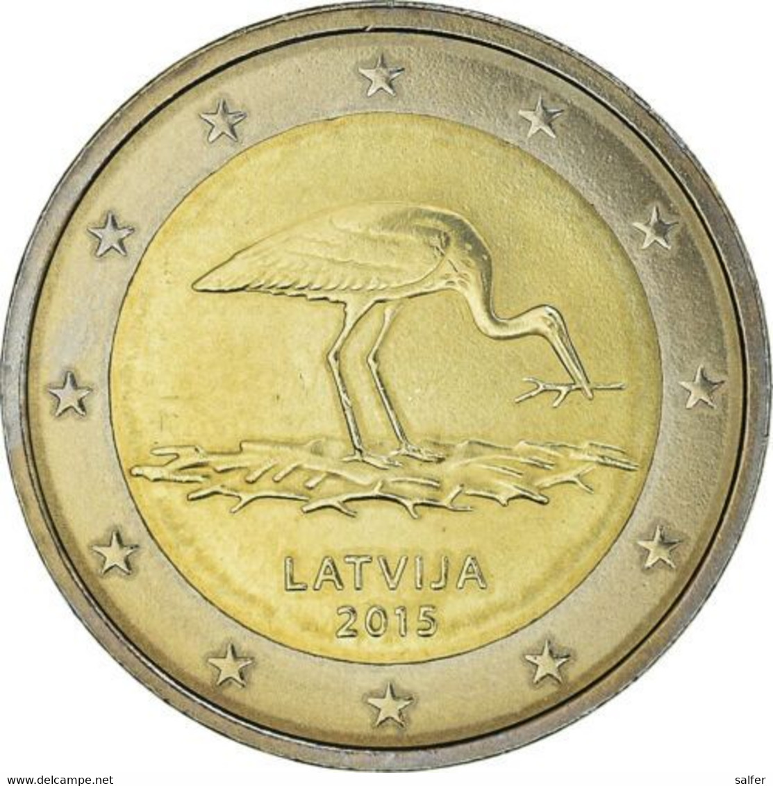 LETTONIA  2015  2  EURO  CICOGNA FDC - Letonia