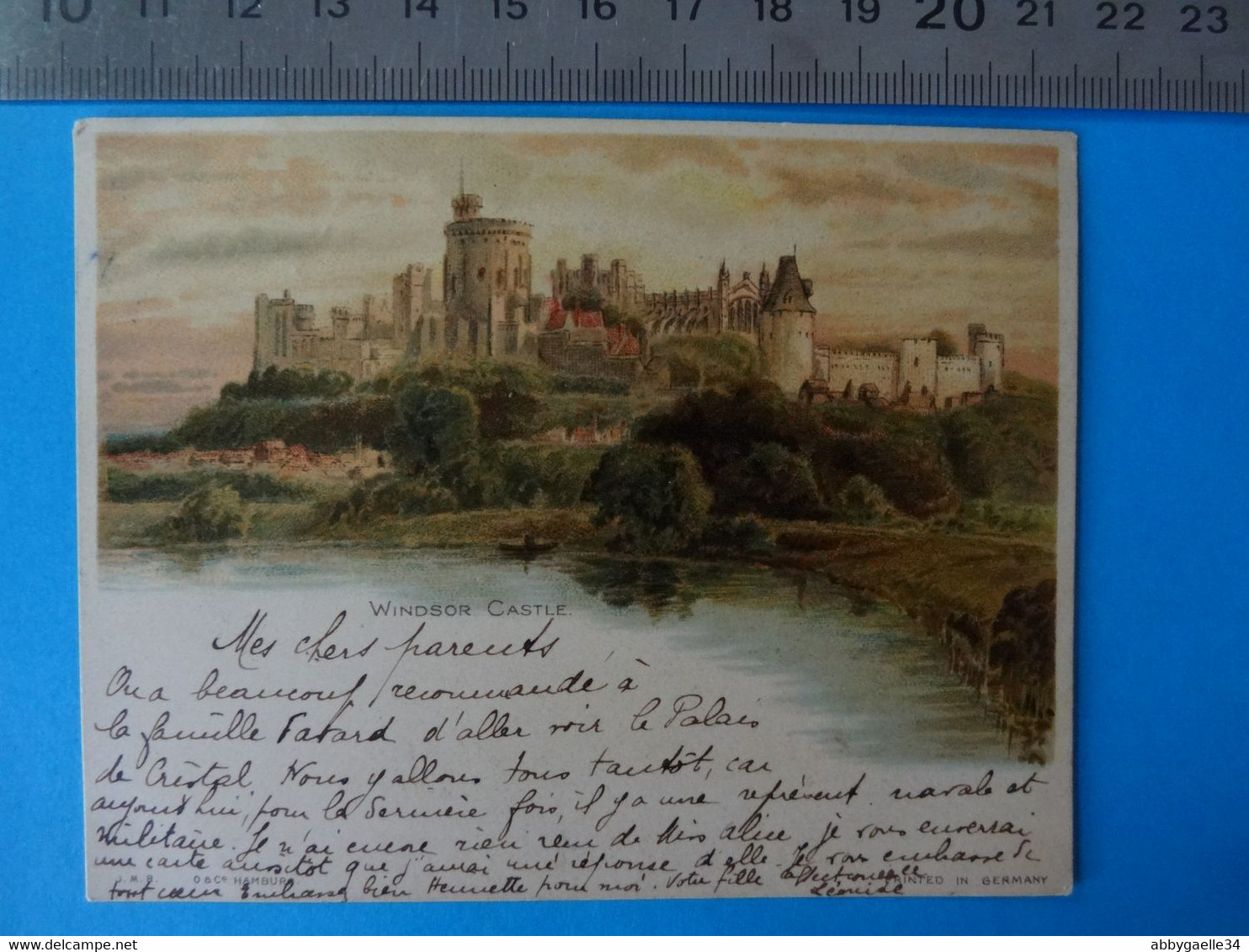 WINDSOR CASTLE (England, Berkshire) Chromolitographie Small Format Canceled Holloway N Stamp Printed In Germany - Windsor Castle