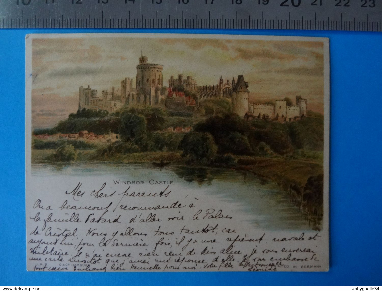 WINDSOR CASTLE (England, Berkshire) Chromolitographie Small Format Canceled Holloway N Stamp Printed In Germany - Windsor Castle