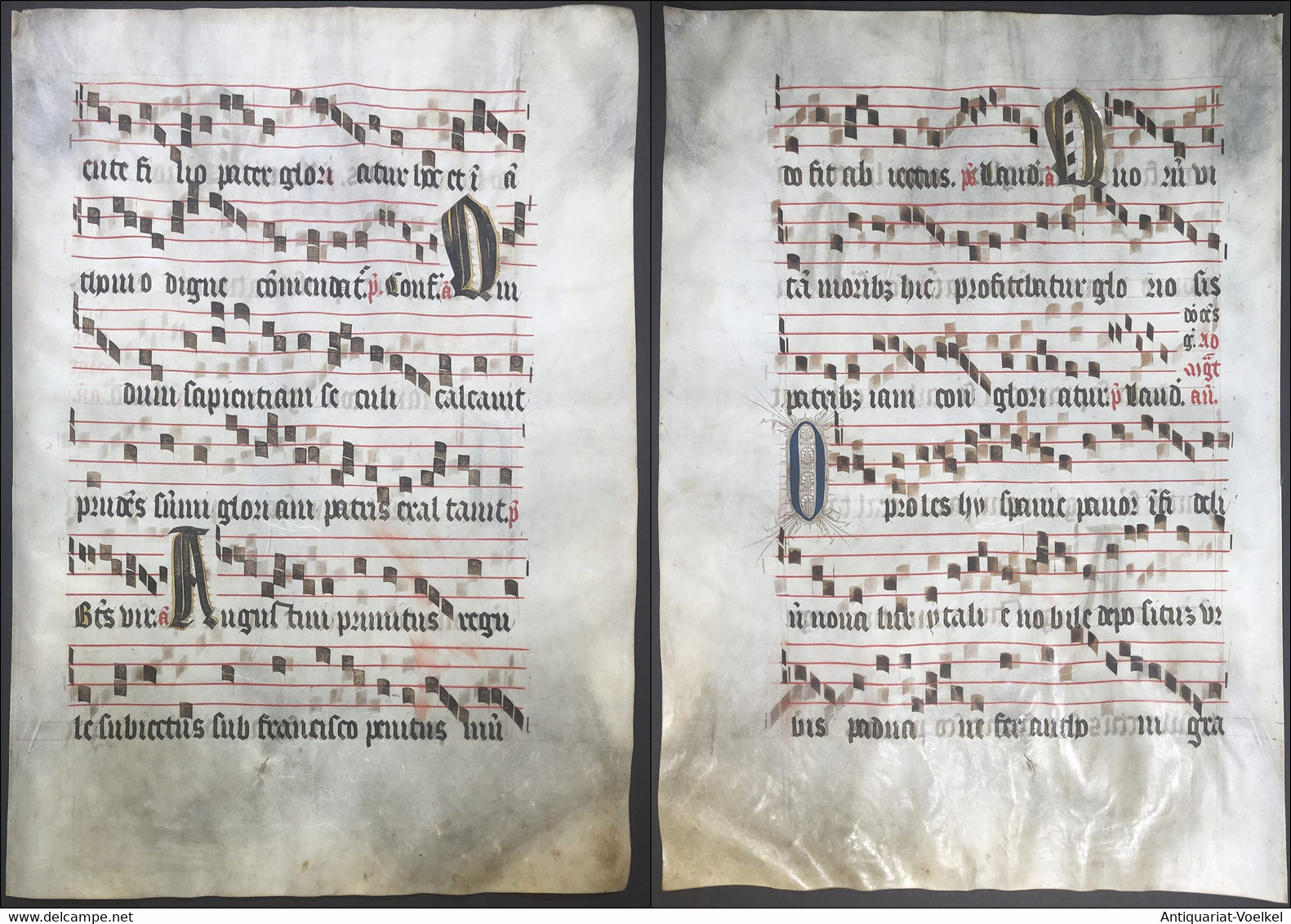 Very Rare Large Elephant Folio Vellum Sheet. Out Of An Antiphonary Manuscript From The 15th Century. / Seltene - Theater & Drehbücher