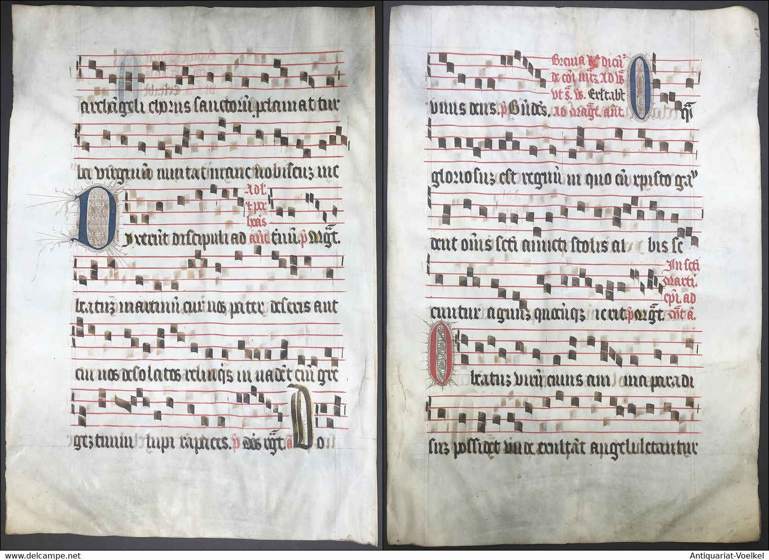 Very Rare Large Elephant Folio Vellum Sheet. Out Of An Antiphonary Manuscript From The 15th Century. / Seltene - Theatre & Scripts