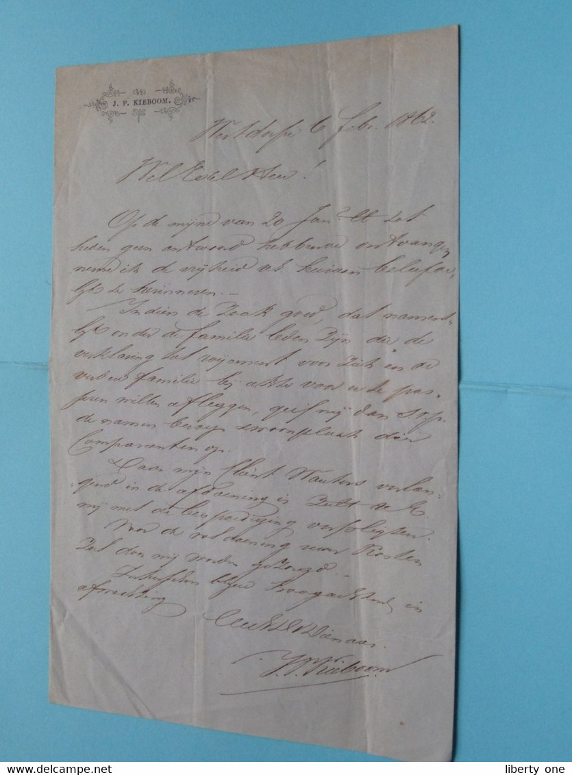 LETTRE De J.P. KIEBOOM à GAND / SAS VAN GENT > ANNO 1862 > Notaire à ANVERS ( Zie/voir Scans ) België ! - Buste-lettere