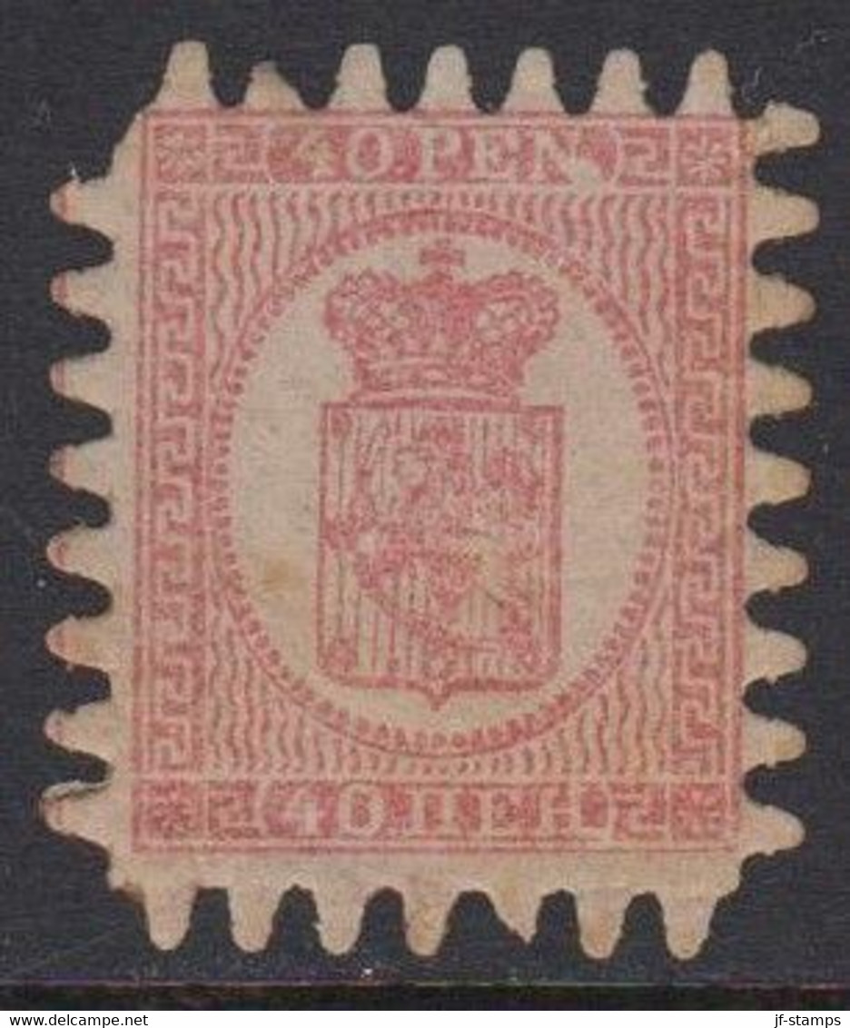 1866-1874. FINLAND. Coat Of Arms. Penni & Mark. Roulette III (long Tongue). 40 PEN. Rose On ... (Michel 9 Cx) - JF522428 - Neufs