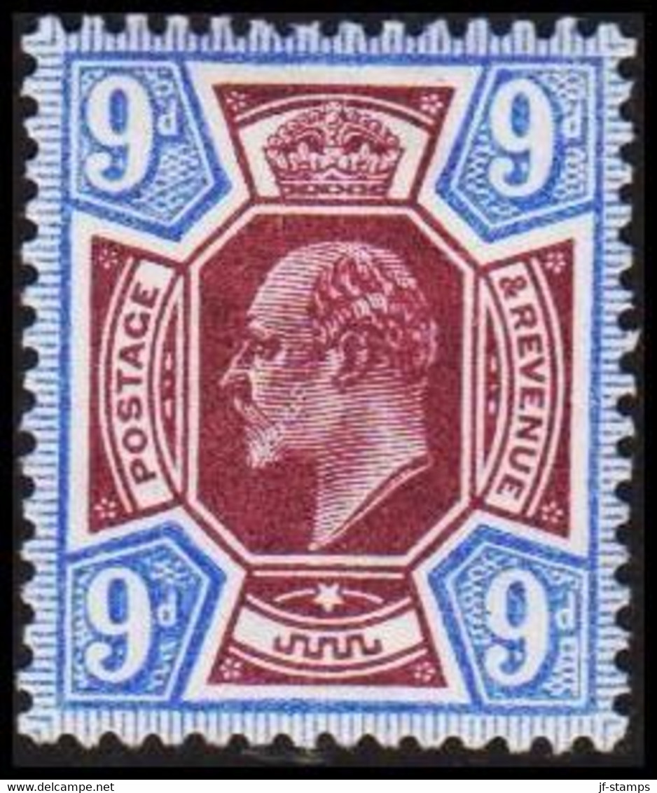 1902 - 1913. ENGLAND. Edward VII. 9 D. Beautiful Shade. Hinged.  (Michel 112) - JF522535 - Nuevos