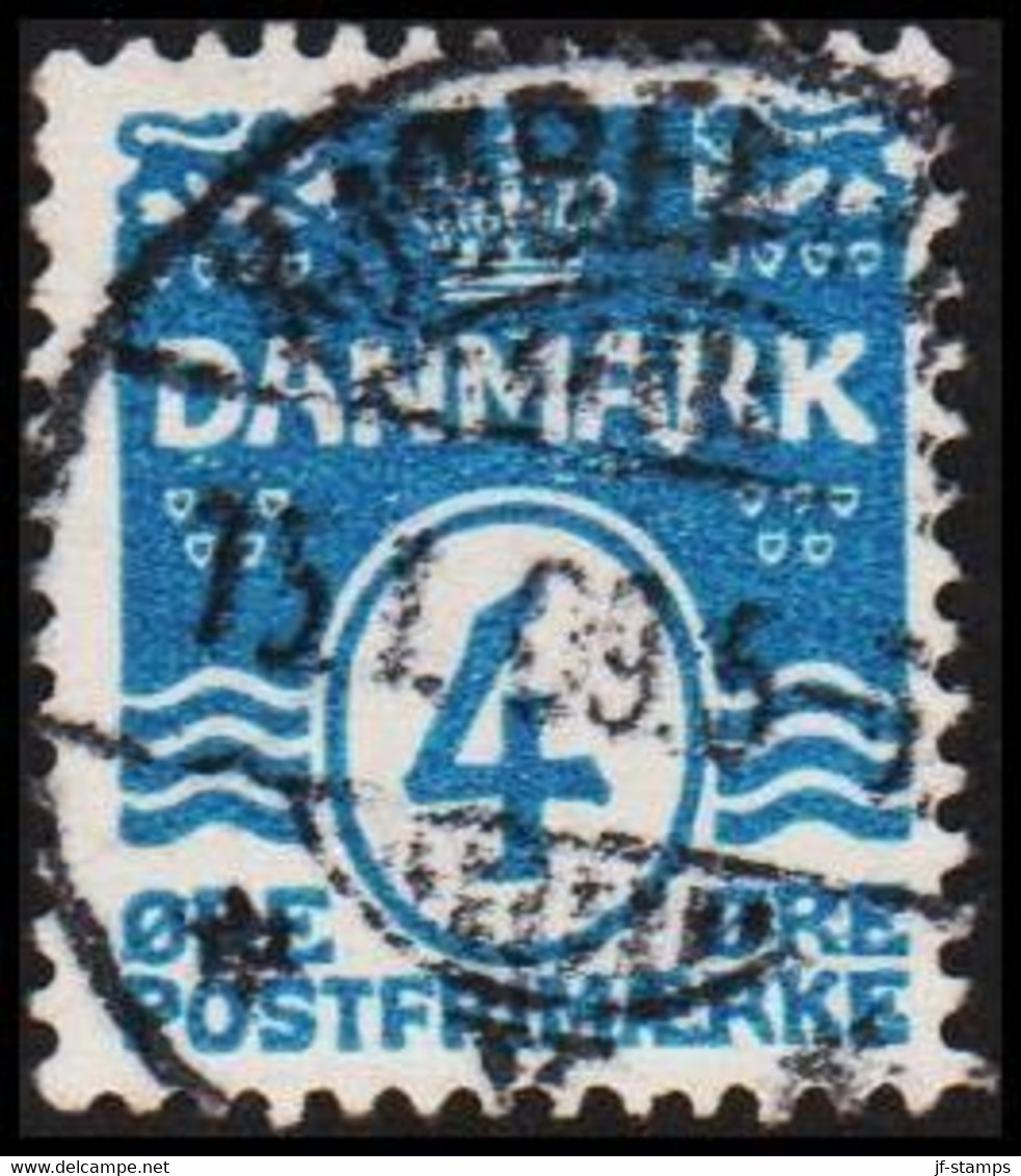 1905. Numeral. 4 Øre Blue. Perf. 12 3/4. Variety White Spot Under AR Cancelled KJØBENHAVN 13.... (Michel 45A) - JF522565 - Nuovi