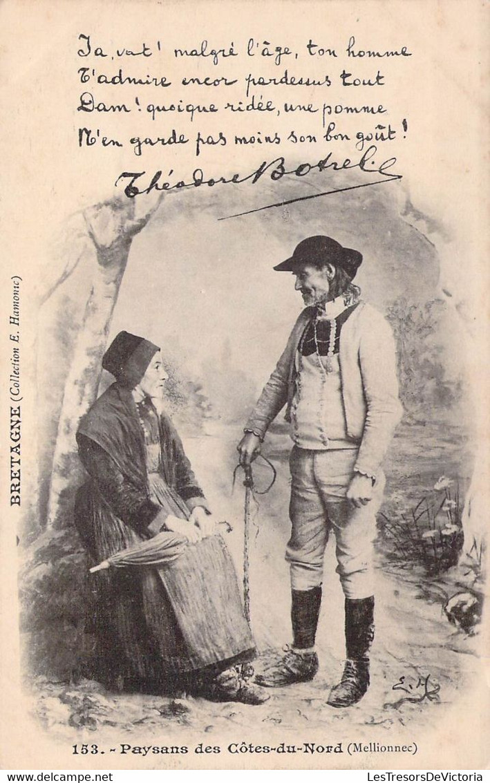 CPA - BRETAGNE - PAYSANS Des Côtes Du NORD (Mellionnec) - Homme Et Femme En Costume Traditionnel Discutent - Dos Non Div - Bretagne