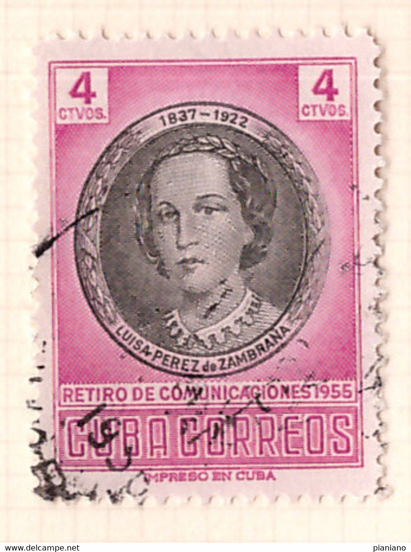 PIA- CUBA - 1956 : A Profitto Della Cassa Dei Pensionati Delle Poste Cubane - Luisa Perez De Zambrana- (Yv  437) - Gebraucht