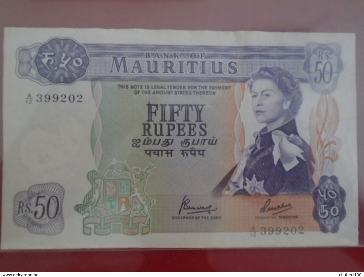 MAURITIUS  , P 33c, 50 Rupees  , ND 1967 , Almost UNC Presque Neuf - Mauritius