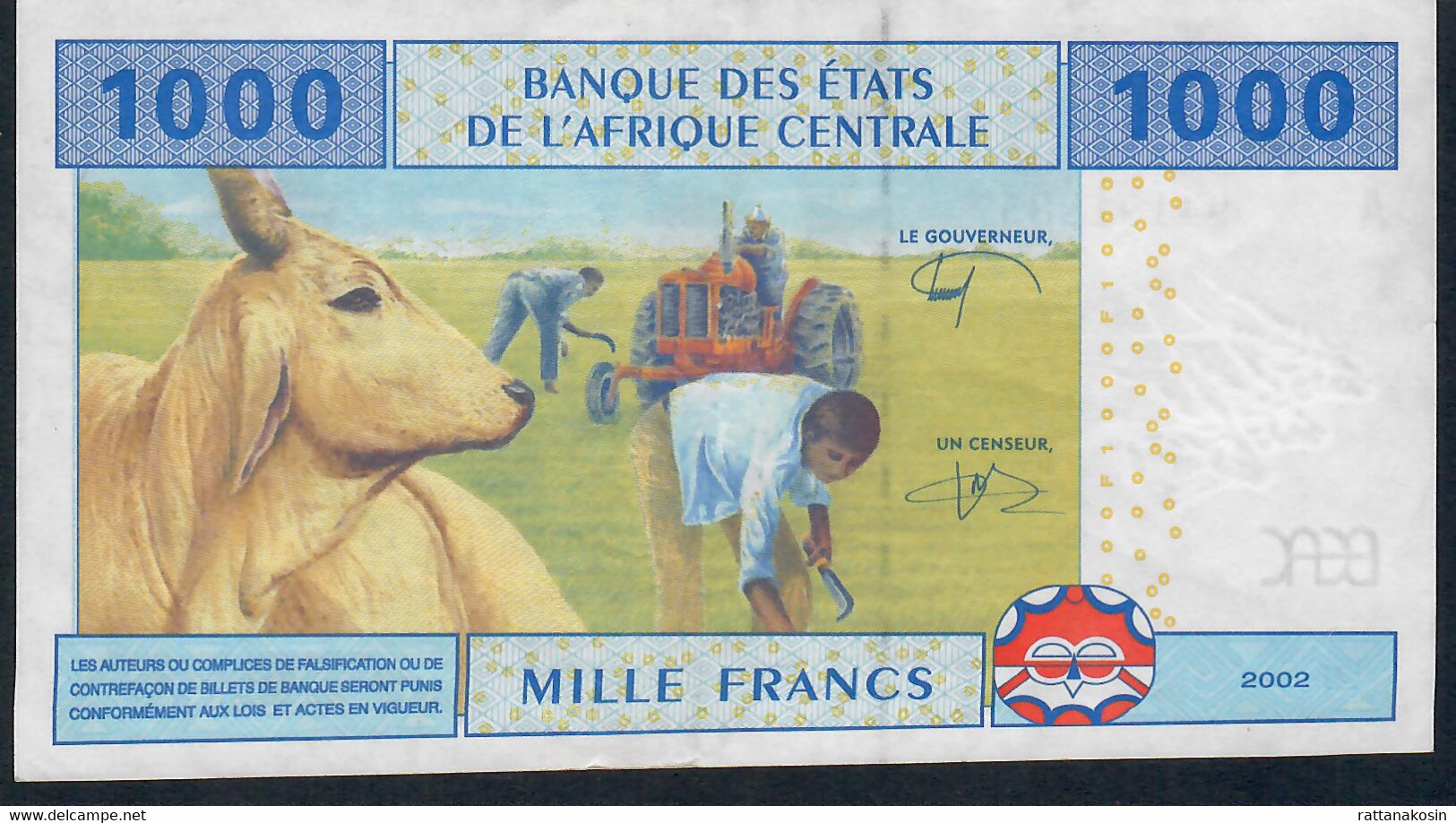 C.A.S. GABON  P407Ad2 1000 FRANCS ND Sign.13 COMPOSITE (EVER FIT) S/n Starts With 9 New Variety 2022 ??  XF - Stati Centrafricani