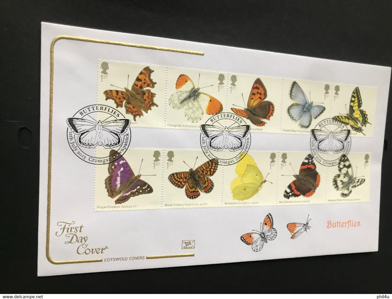 2013 GB Butterflies Set Cotswold First Day Cover Present Face £13.50 See Photos - 2011-2020 Em. Décimales