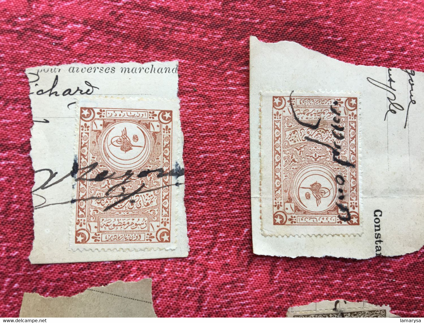 CILICIE(1897)TURQUIE Constantinople(ex-protectorat Français)Fiscal Fiscaux Timbre Turc 24 Timbres Fragment Annulés Plume - Used Stamps