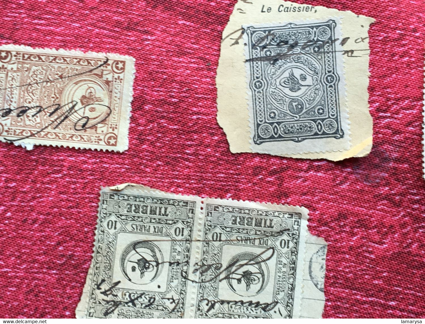 CILICIE(1897)TURQUIE Constantinople(ex-protectorat Français)Fiscal Fiscaux Timbre Turc 14 Timbres Fragment Annulés Plume - Used Stamps