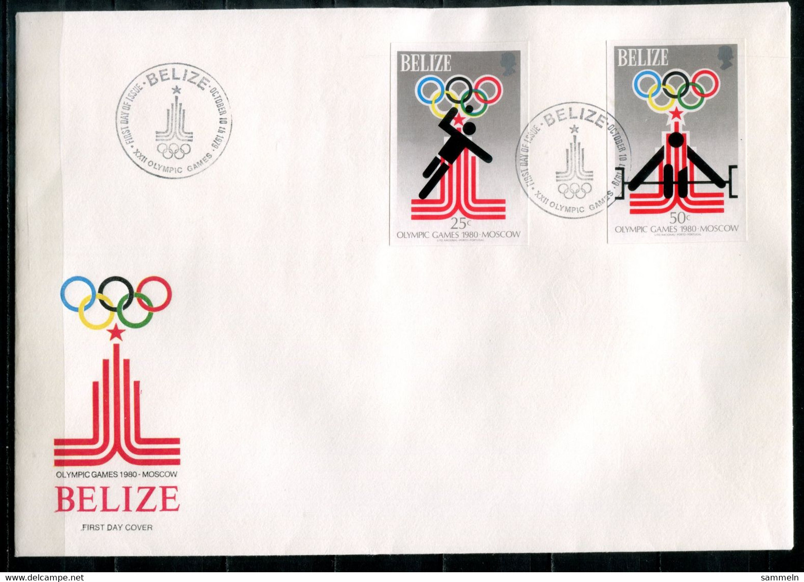 BELIZE  432-433 B (aus Satz) Auf FDC, Olympia, Olympics, Handball, Gewichtheben, Weight Lifting - Belize (1973-...)