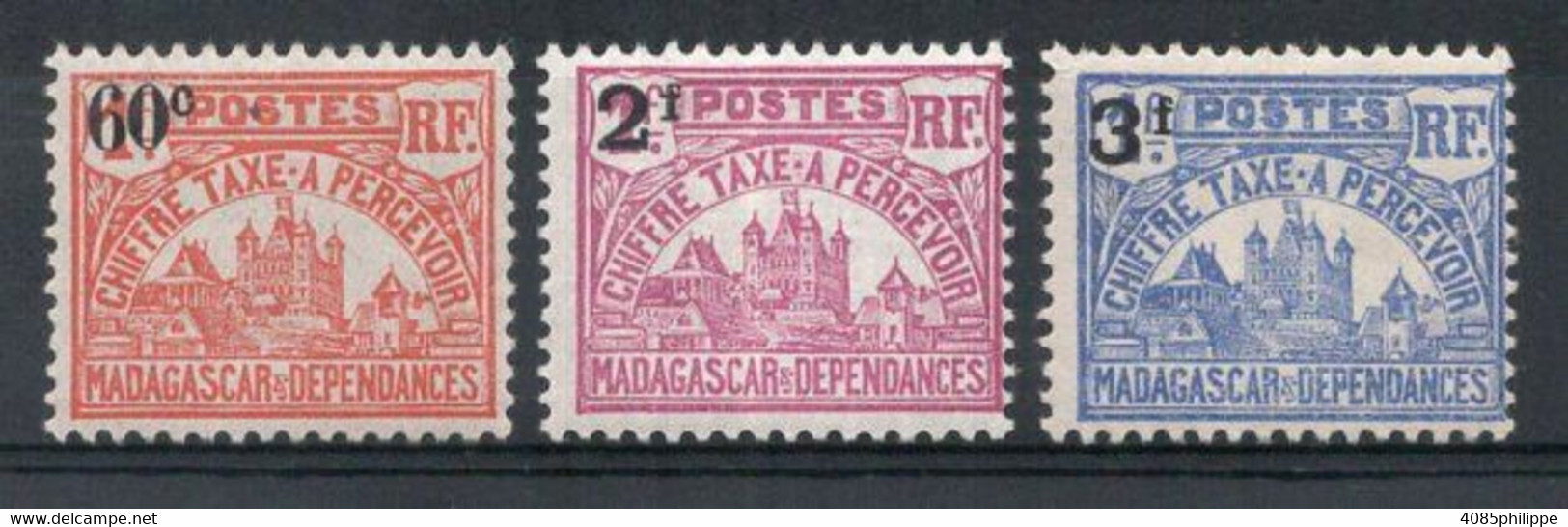 MADAGASCAR Timbres Taxe N°17* à 19* Neufs Charnières  TB Cote 6€00 - Timbres-taxe
