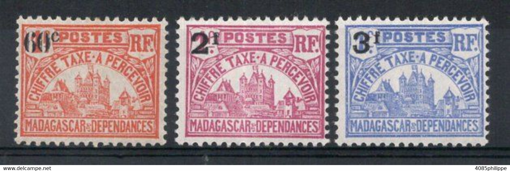 MADAGASCAR Timbres Taxe N°17* à 19* Neufs Charnières  TB Cote 6€00 - Portomarken