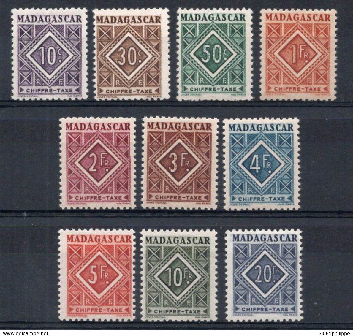 MADAGASCAR Timbres Taxe N°31* à 40* Neufs Charnières  TB Cote 8€50 - Strafport