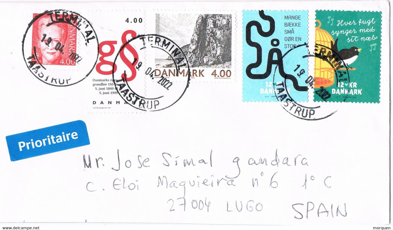 45897. Carta TAASTRUP (Danmark) Terminal 2022 To Spain - Storia Postale